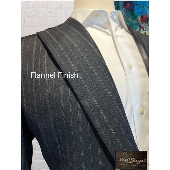 Paul Stuart 43L 36x32 Gray Multi-Stripe Flannel 2 Piece Suit Super 150s - Picture 6 of 16